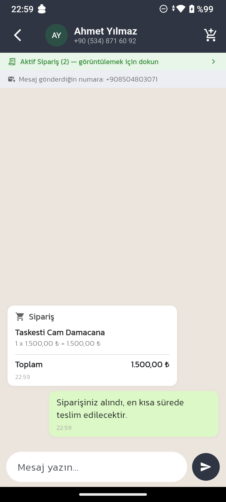 TamSucu WhatsApp sohbet yönetimi ekranı